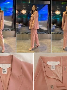 H&M Blush Pink Tailored Blazer and Matching Pants Set